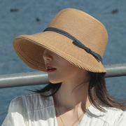 草帽女夏遮阳帽赫本风，太阳帽韩版时尚凉帽，折叠防晒帽大沿渔夫帽子