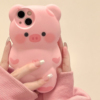 ins韩风卡通可爱粉色立体小猪适用苹果13手机壳iphone14promax15小众，11简约plus女12高级硅胶防摔保护套