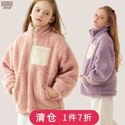 女童羊羔毛外套(毛外套)秋装，冬装2024儿童，摇粒绒保暖羊羔绒棉服女童装