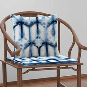 海绵坐垫高精密(高精密)沙发垫子，扎染图案蓝染，复古茶楼书房圈椅太师椅子垫
