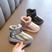 2023冬季韩版儿童雪地靴亮皮女童靴子低筒短靴男童棉鞋宝宝鞋