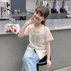 女童t恤短袖2024中国风童装女大童夏款体恤，儿童夏季半袖上衣