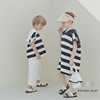 韩国 海军风儿童夏季  舒适薄款纯棉条纹翻领宽松T恤 连衣裙