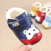 秋冬季婴儿学步鞋，0-1-2岁软底透气单鞋，6-18个月真皮宝宝棉鞋