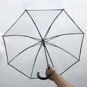 高档超大商务长柄透明雨伞加厚特大双人三人抗风防暴雨成人直柄雨