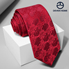 红色花纹领带男结婚婚礼新郎领带正装商务休闲时尚英伦喜庆礼盒装