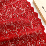 重工全水溶金丝线(金丝线)刺绣蕾丝布料红色，礼服婚纱定制旗袍裙装面料