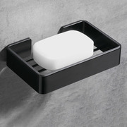 卫生间香皂盒架壁挂式免打孔家用可沥水肥皂盒不锈钢黑色挂墙皂网