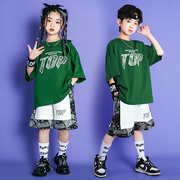 六一儿童hiphop街舞表演服男童夏季炸街架子鼓，舞台演出服潮服套装