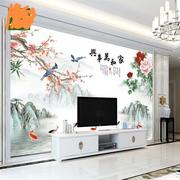 3D立体电视背景墙瓷砖高温微晶石浮雕中式客厅电视墙壁画家和富贵
