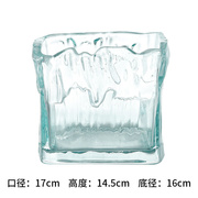 鼎纳汇德花瓶玻璃冰川，纹方缸创意正方形水培，绿植花盆绿萝水养玻璃