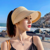 韩版ins镂空草编字母空顶帽，子女夏季防晒遮阳户外出游百搭太阳帽