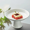 餐厅中式陶瓷高脚盘青白色水果盘酒店创意点心盘特色摆盘茶点餐具