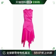 香港直邮潮奢 Versace 范思哲 女士 雪纺拼接垂褶针织中长连衣裙
