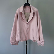 原单粉色棉衣短款2023年冬季薄棉袄复古文艺宽松舒适大码上衣