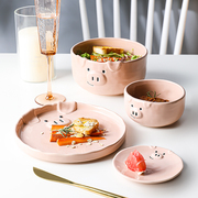 碗碟卡通可爱家用陶瓷日式创意，盘个性餐具套装韩版早餐一人食组合