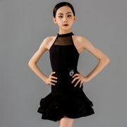 梵蒂恺拉丁舞服女童2024夏季儿童黑色练功服高级感表演舞蹈服