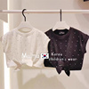 童装定制2023韩版夏季女童潮范圆点短袖短款t恤休闲洋气上衣