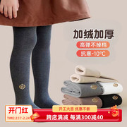 女童连裤袜秋冬款加绒加厚儿童，打底裤韩版女孩洋气徽章薄绒打底袜
