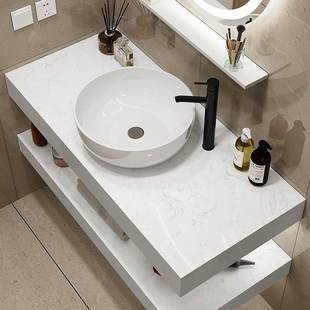 新中式浴室柜组合简约大理石，洗漱台卫生间复古台上盆套装洗手台盆