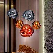 玻璃熔岩吊灯简约现代创意个性，餐厅吧台装饰设计金色轻奢球形灯具