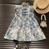 韩韩良品女童国风花朵，花边飞袖公主连衣裙，2023夏装时尚连衣裙