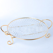 亚克力果盘ktv金银架水果盘透明塑料花瓣底座创意现代客厅果盘架