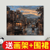 数字油画diy填色画风景装饰画，手工绘油彩，丙烯画画填充涂色高级感