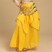 儿童印度舞蹈表演出服装裙肚皮舞裙子练习服金边四片裙大裙摆