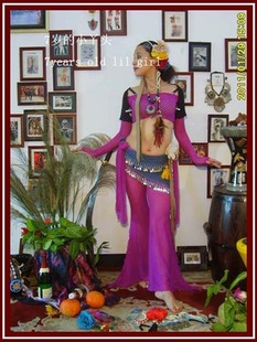 舞蹈服品牌设计肚皮舞喇叭裤新款秋冬台湾水沙挂带尖角 CA11