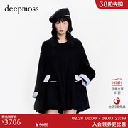 deepmoss冬季潮流复古斗篷，式羊毛呢a字长，外套上衣女装