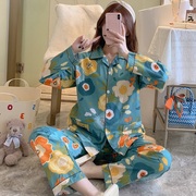 纯棉睡衣女春秋长袖梭织，棉布月子服妈妈，家居服全棉薄款夏大码套装