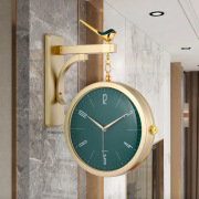 欧式双面挂钟客厅家用创意轻奢挂表静音时钟现代简约挂墙钟表两面