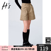 HS奥莱2023秋季女装商场同款小个子直筒潮西装式运动休闲短裤