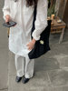 新中式轻国风中长款白色休闲风衬衫，女小众设计感后背盘扣开叉上衣