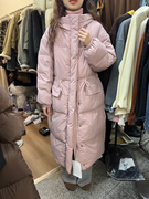 冬季韩版简约小清新净色百搭韩国大门设计立领连帽长款羽绒服外套