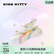 kisskitty运动凉鞋女夏魔术，贴沙滩鞋彩虹厚底，增高松糕底凉鞋