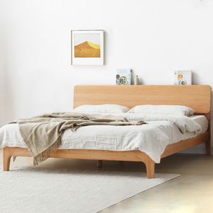 全实木床红橡木单双人床，大卧室北欧风格现代简约1.8米1米婚床