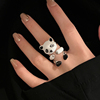 童趣可爱熊猫戒指女生2024年独特设计感小狐狸食指戒开口指环