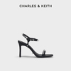 CHARLES&KEITH春夏女鞋SL1-60280401女士半宝石装饰方头高跟凉鞋