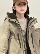 2023冬装波拉韩国女男孩青少年小中大童连帽羊羔毛2面穿外套