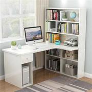 实木转角书桌书架组合书柜一体简约家用学生写字桌卧室电脑台式桌