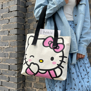 HelloKitty猫帆布包女小学初中高中学生手拎袋卡通KT猫单肩包