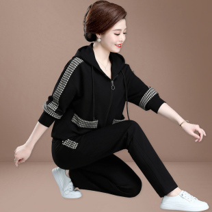 中老年妈妈春装运动服，休闲外套女大码中年40岁50洋气上衣两件套装