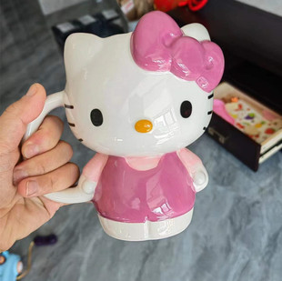外贸马克杯 Hello Kitty KT陶瓷水杯卡通大容量粉色水杯茶杯600ml