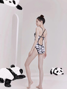洲克洲克儿童熊猫泳衣女款姐妹装2023竞速运动训练竞技泳衣亲子母