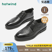 热风男鞋2024年春季男士时尚商务，正装皮鞋系带，黑色结婚新郎鞋