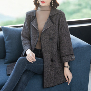 中长款羊毛呢外套女春秋，妈妈洋气上衣，加肥加大码宽松双面羊绒大衣