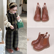 儿童马丁靴女2022秋冬靴子，英伦风女童，皮靴男童小短靴宝宝棉靴