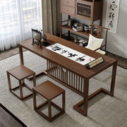 新中式书画桌老榆木组合书桌实木仿古书法桌书房家具办公桌电脑桌